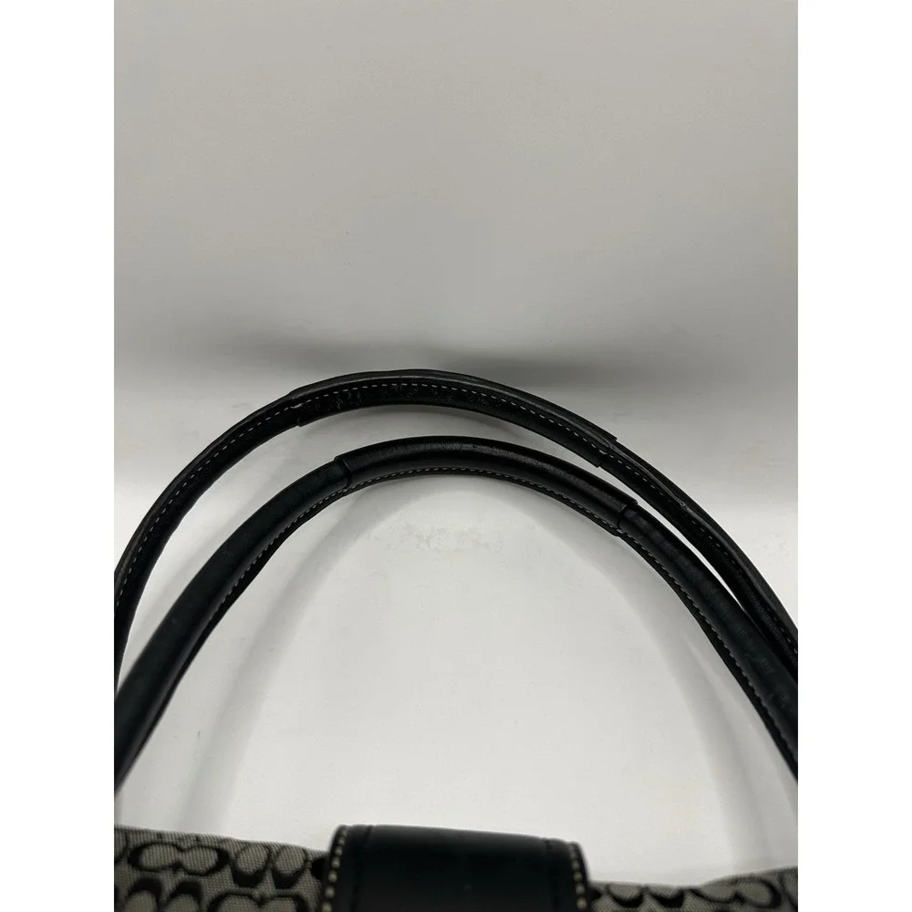 Vintage Coach F10929 Soho black signature C canvas satchel with leather trim